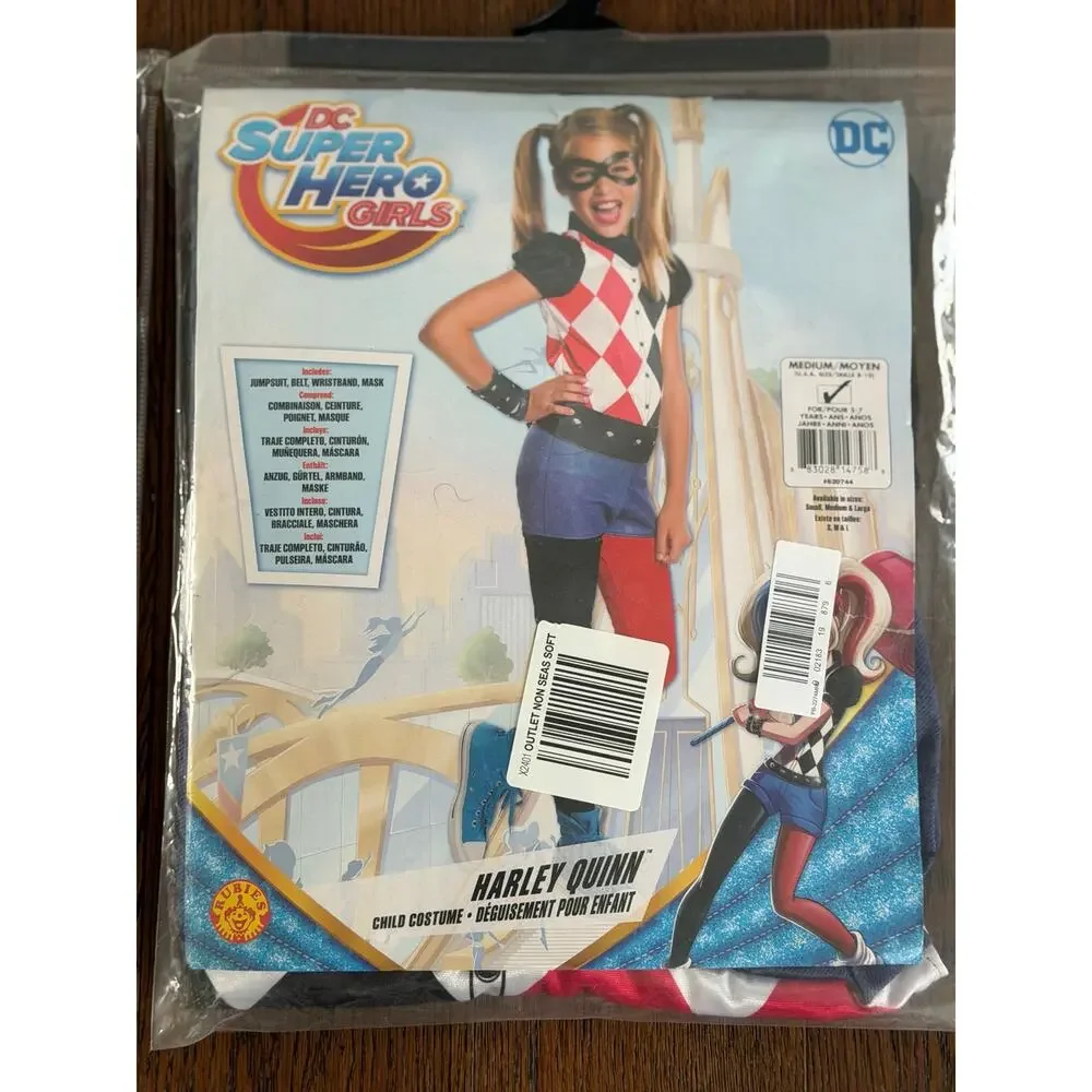 NEW! DC Comics Harley Quinn Halloween Fancy-Dress Costume for Child, Big Girls M